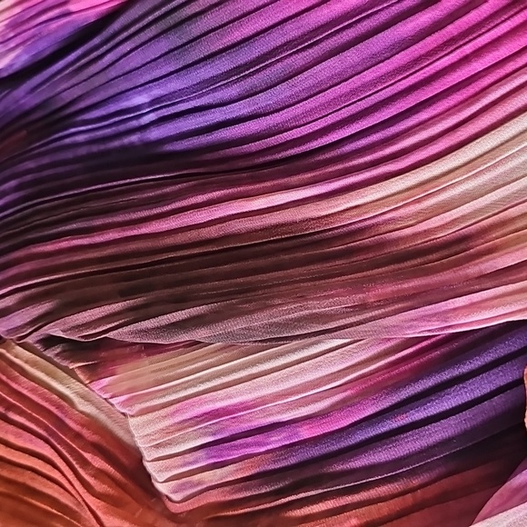 Banana Republic Red Pink Blanched Pleated Mandarin Collar Blouse Tye Die Ambre M - Picture 7 of 9